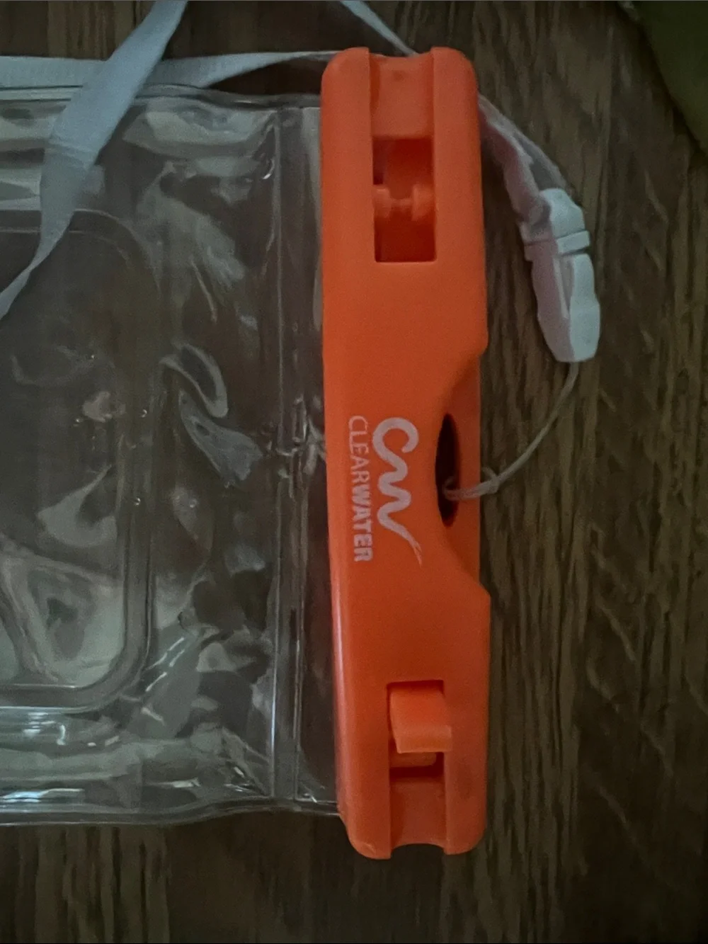 Clear Waterproof Phone Pouch with Orange Lock and White Lanyard - Clearwater